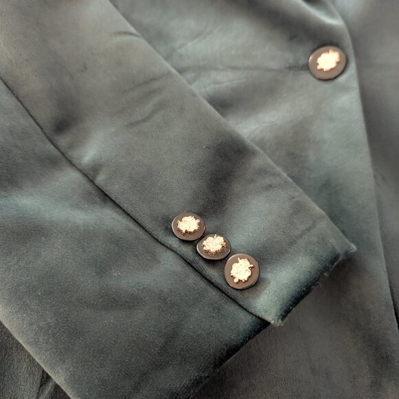 Women's Emerald Green Blazer, Velvet, Large - Picture 2 of 7